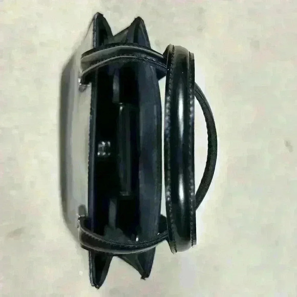 VINTAGE 90s Y2K Black Patent Leather Look Elegant Handbag Purse Women Small - Picture 10 of 13